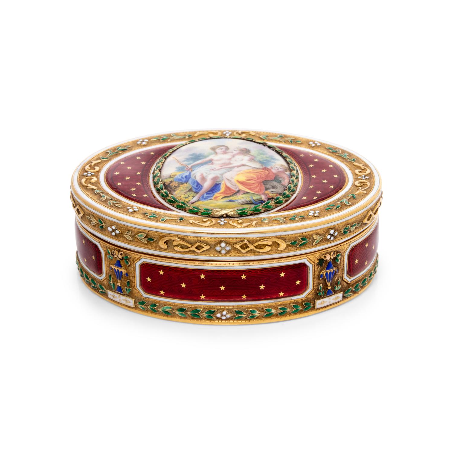 A Louis XVI Gold and Enameled Snuff Box