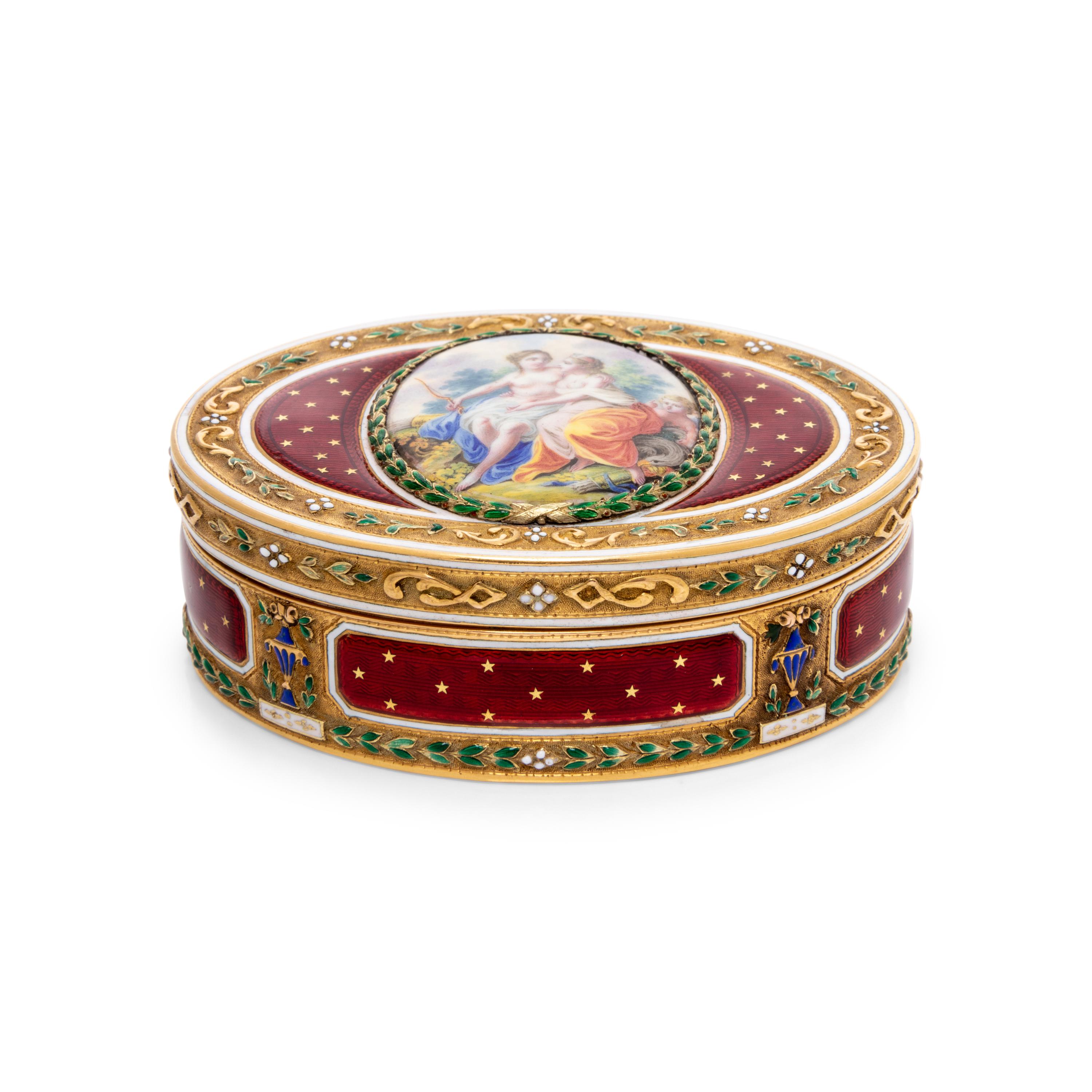 A Louis XVI Gold and Enameled Snuff Box