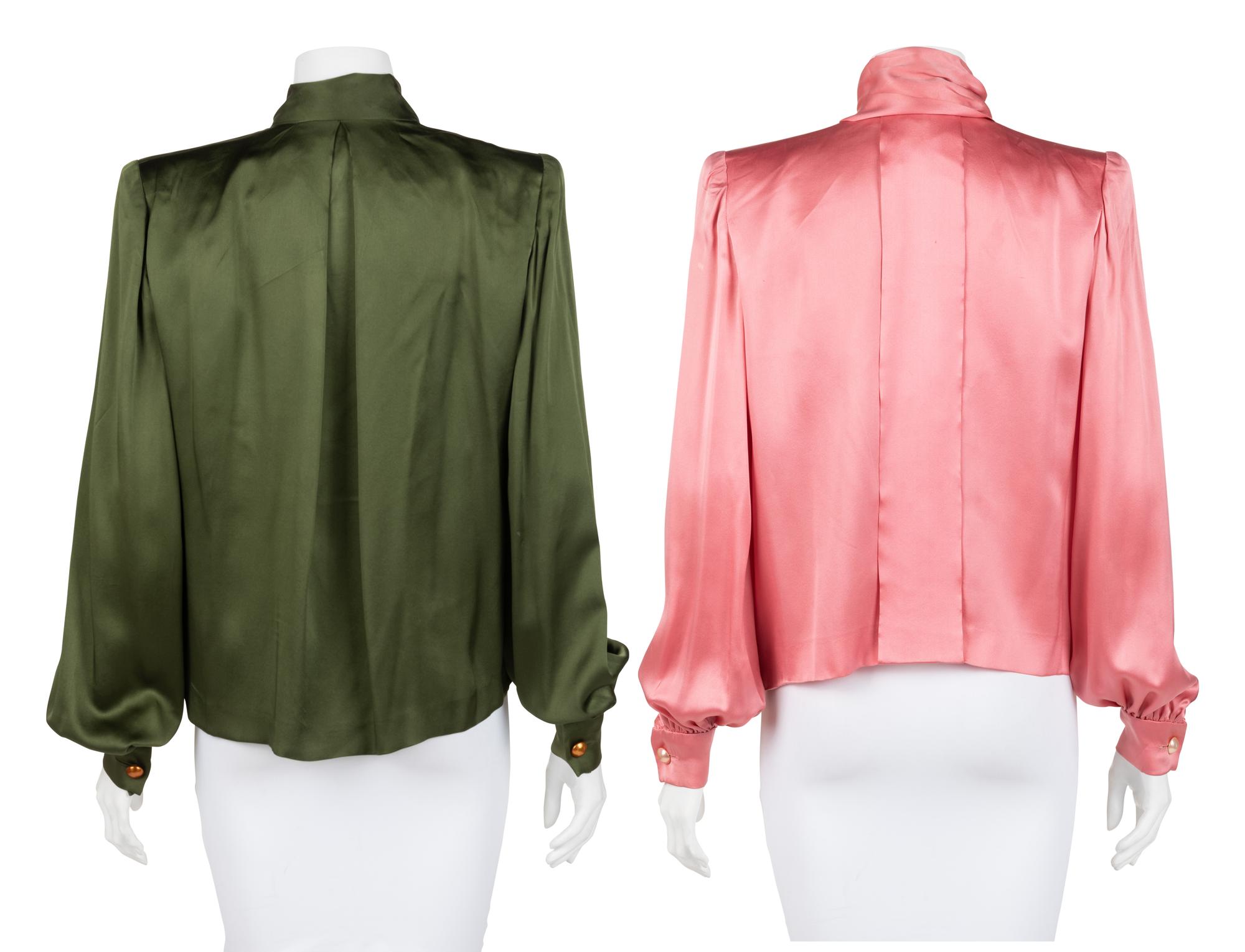 Two Givenchy Haute Couture Silk Satin Blouses, 1980-90s