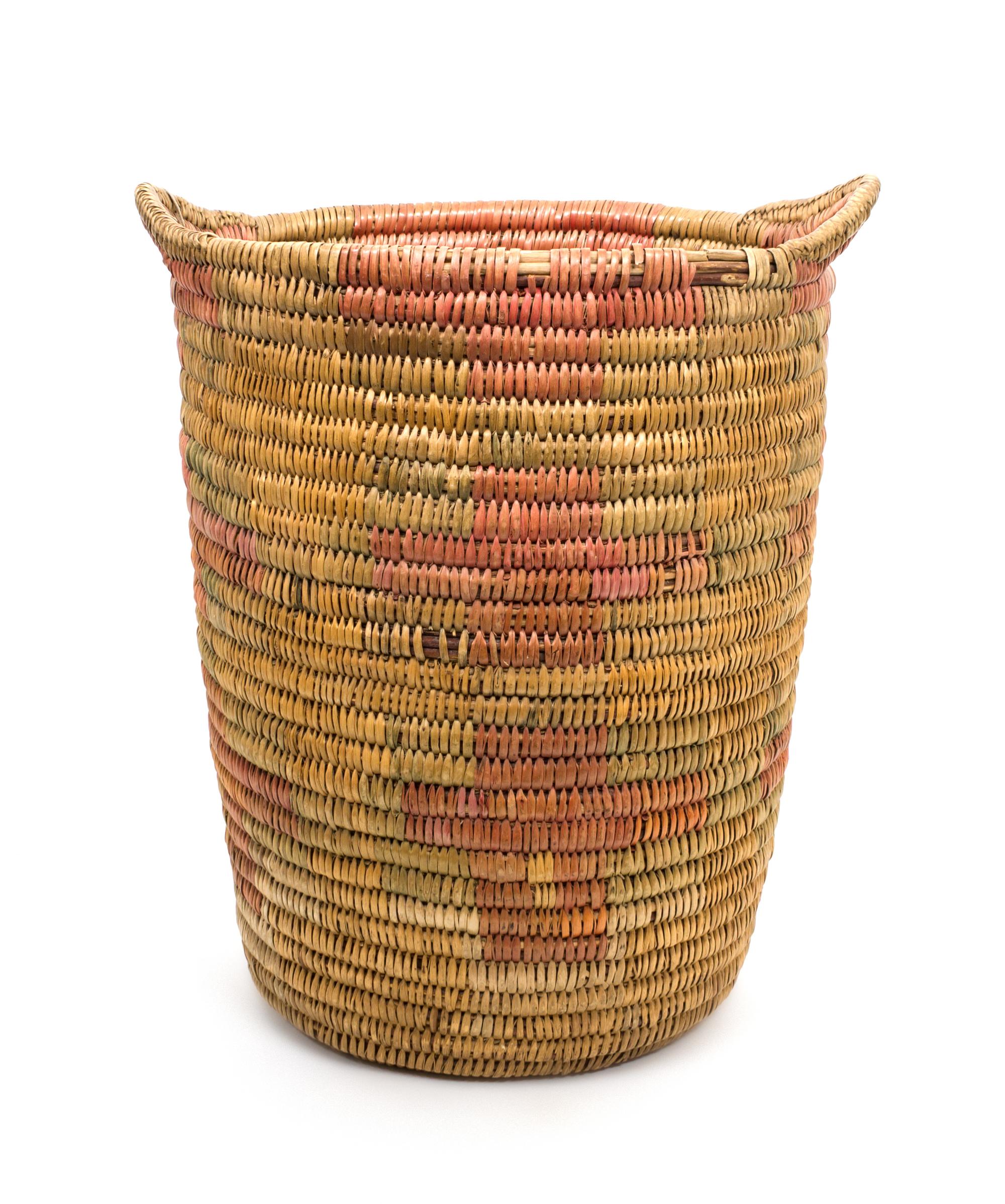 Three Jicarilla Apache Baskets Height of largest 15 x width 19 x depth 8 1/2 inches.