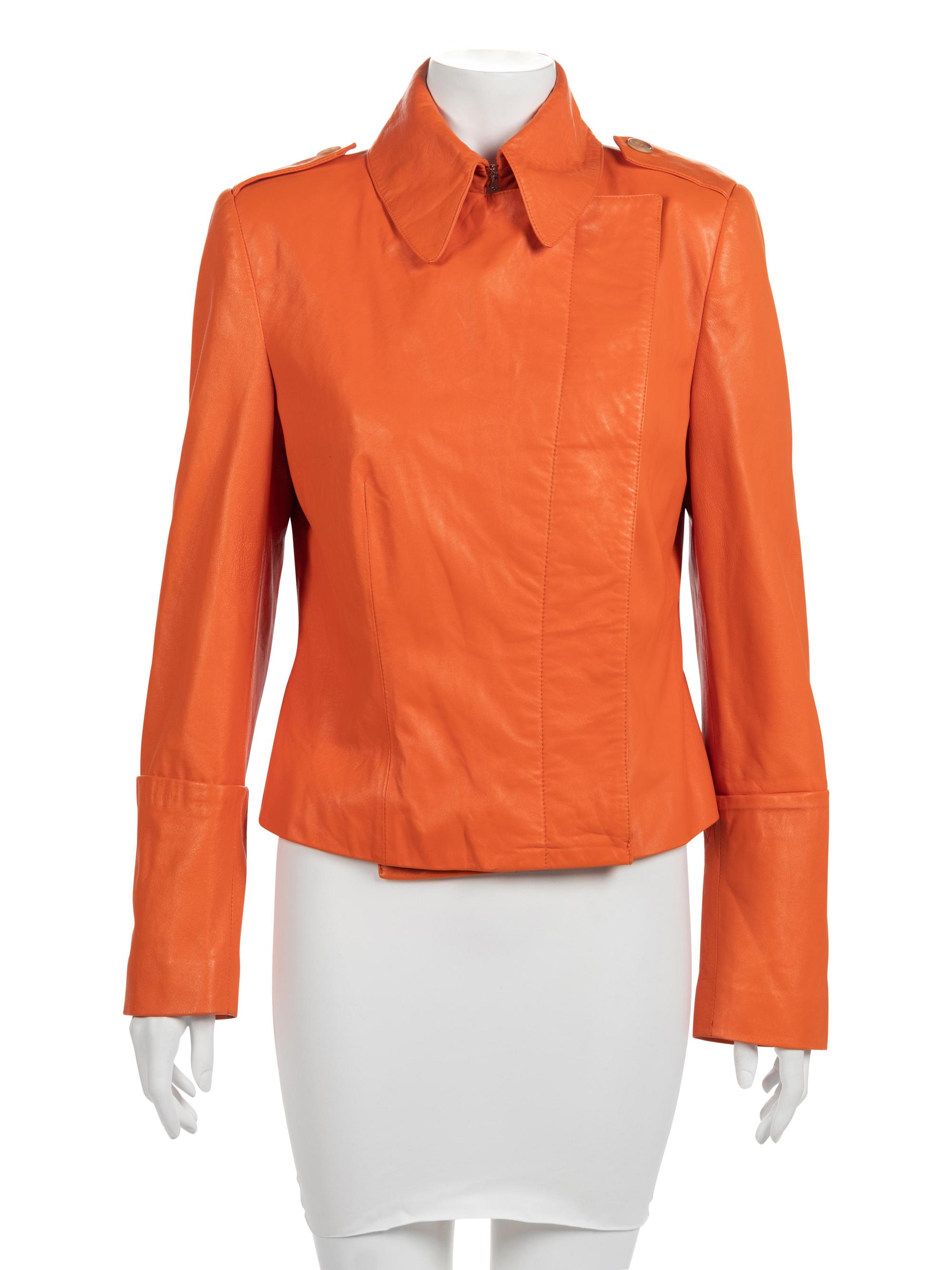 Alexander McQueen Orange Leather Jacket, 2000s