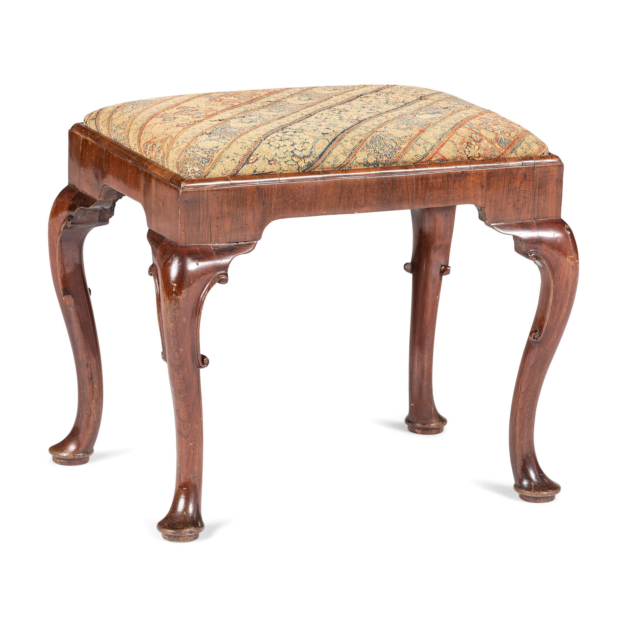 A George I Walnut Veneered Pad-Foot Stool