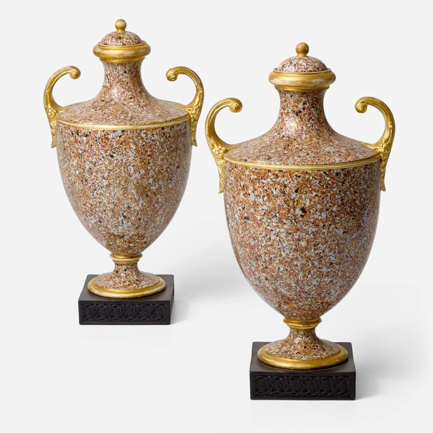 A Pair of Wedgwood White Terracotta Stoneware Covered Vases UK, circa 1795 and later