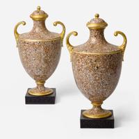 A Pair of Wedgwood White Terracotta Stoneware Covered Vases UK, circa 1795 and later