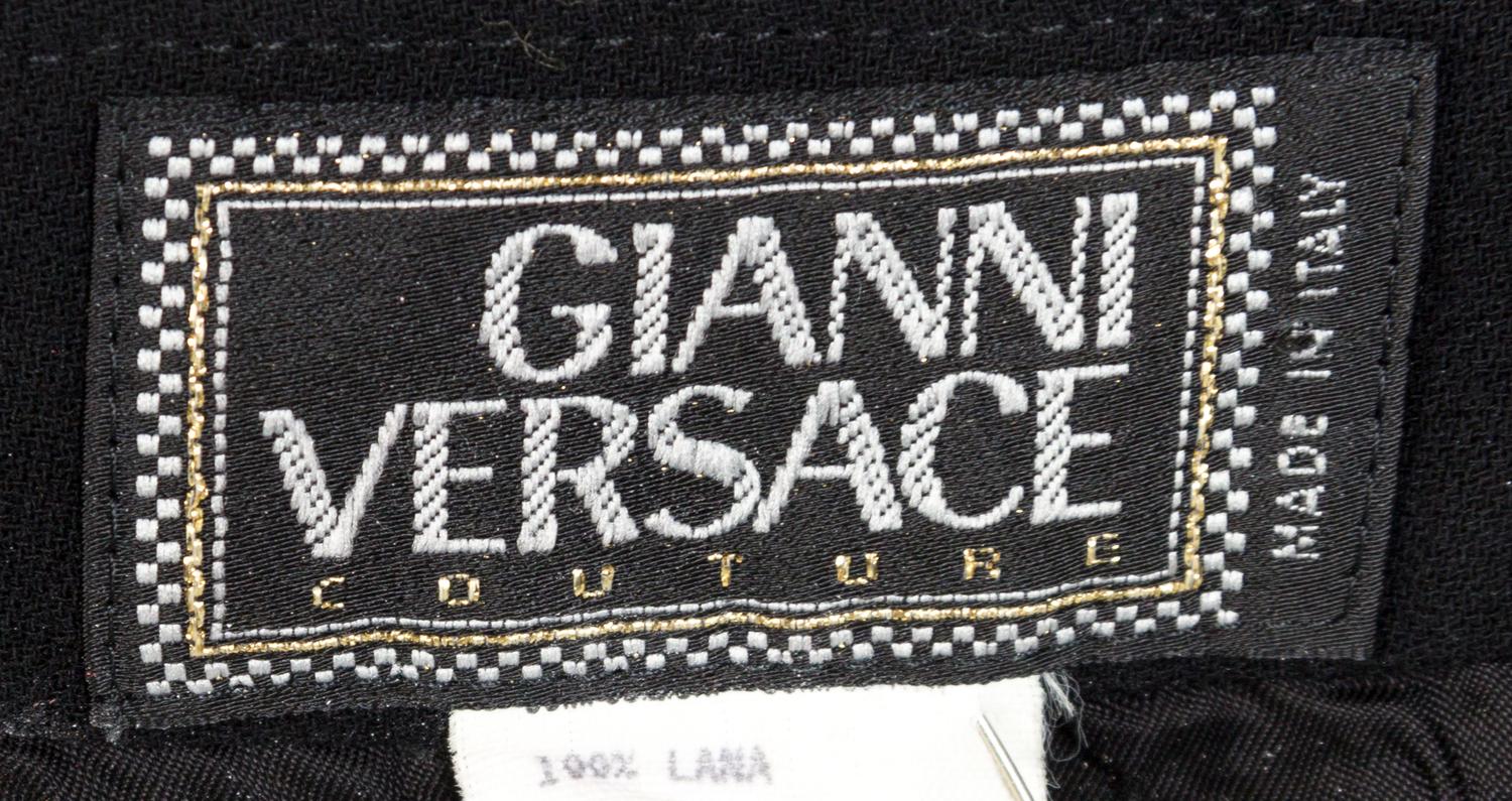 A Gianni Versace Black Wool Suspender Mini Dress, No size.