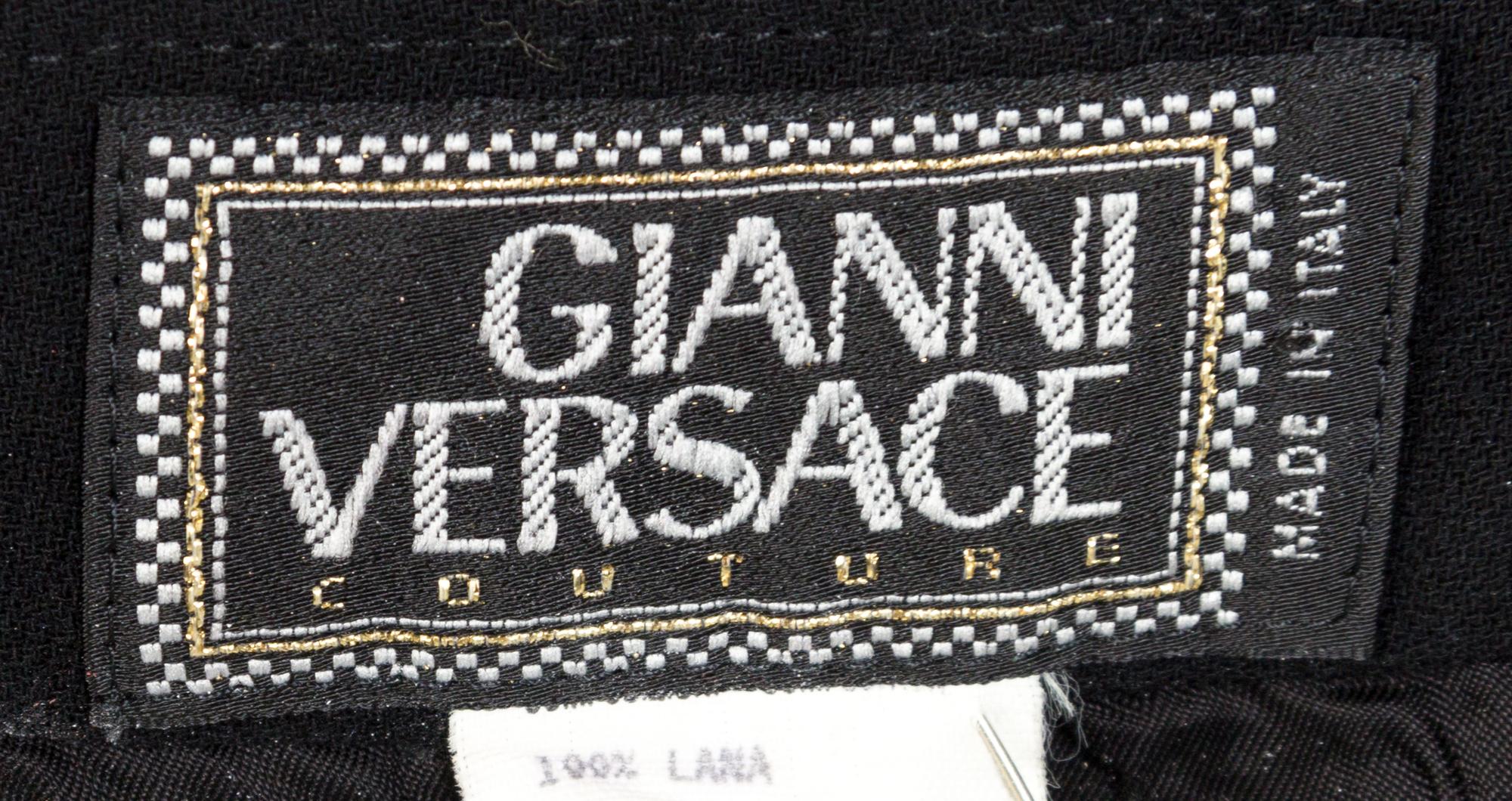 A Gianni Versace Black Wool Suspender Mini Dress, No size.