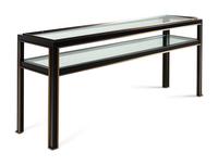 A Holly Hunt Coated Steel, Bronze and Glass Console Table