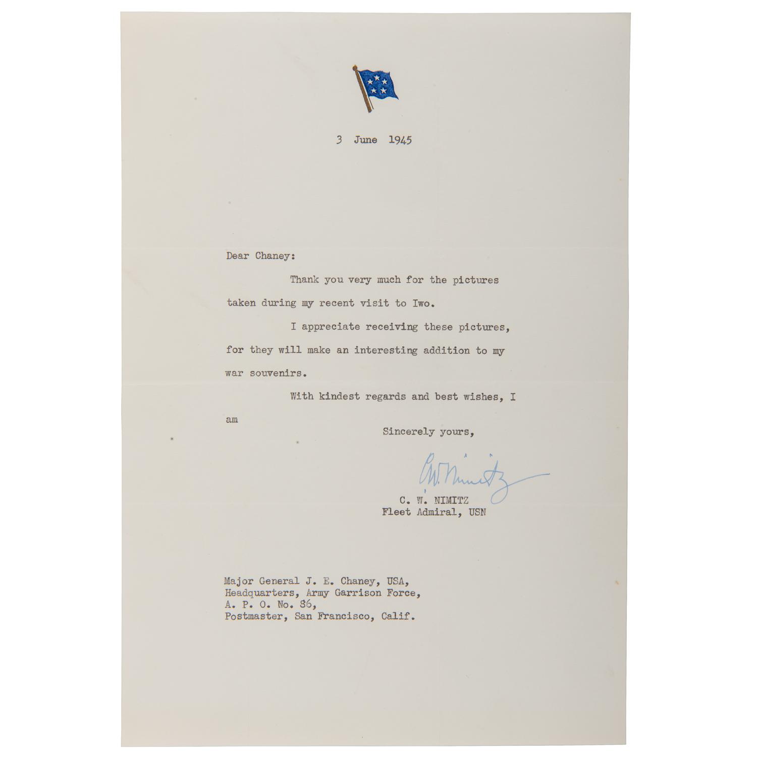 Major General James E. Chaney Archive, Incl. Letters from Iwo Jima