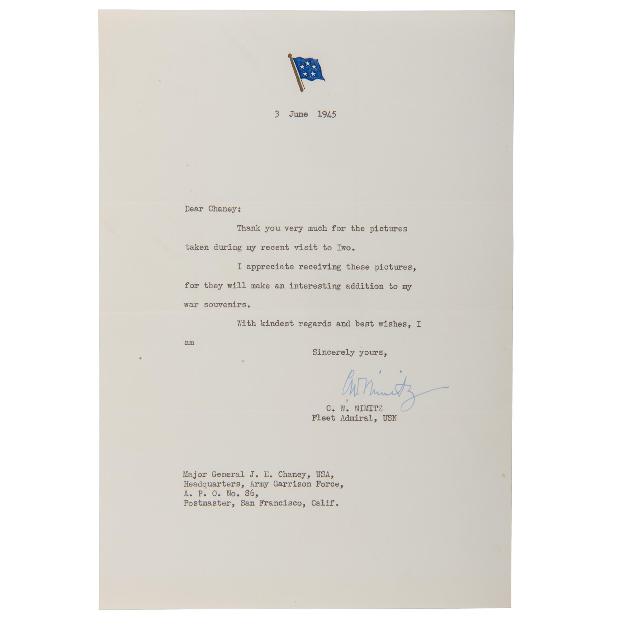 Major General James E. Chaney Archive, Incl. Letters from Iwo Jima