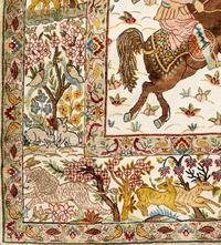A Kirman Silk Pictorial Rug