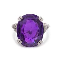 AN IMPORTANT ANTIQUE, COLOR-CHANGE SAPPHIRE AND DIAMOND RING, BY GILLOT