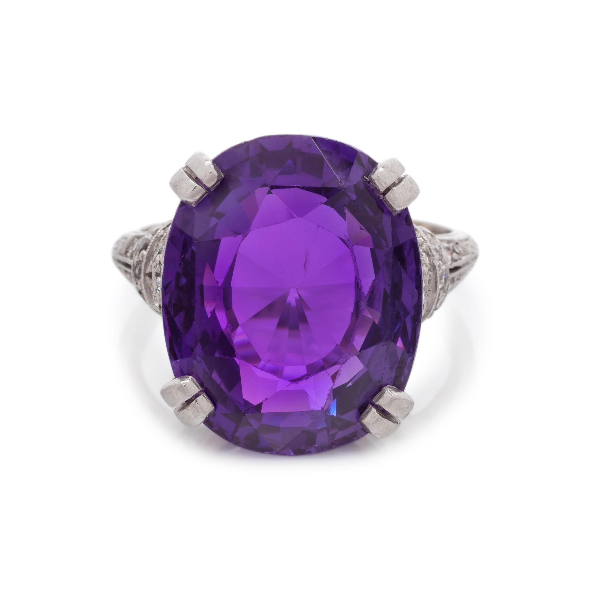 AN IMPORTANT ANTIQUE, COLOR-CHANGE SAPPHIRE AND DIAMOND RING, BY GILLOT