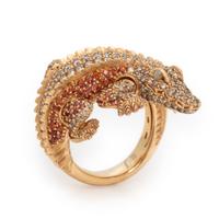 Colored Diamond, Multigem, and Rose Gold Alligator Ring