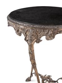A Louis XV Style Silvered Bronze and Marble-Top Side Table