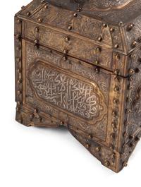 A Middle Eastern Silver-Inlaid Copper Table Casket