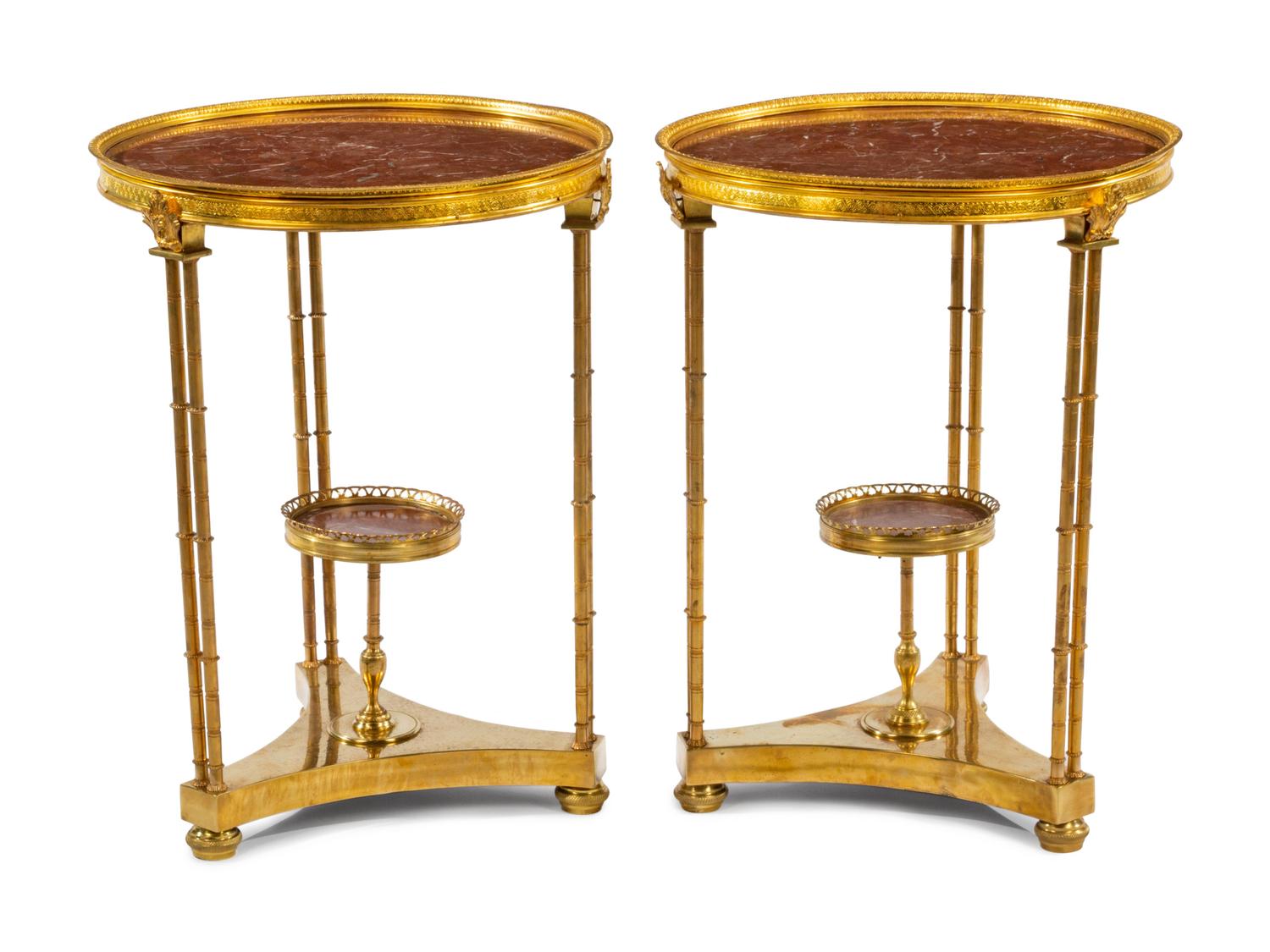 A Pair of Neoclassical Style Gilt Bronze Guéridons