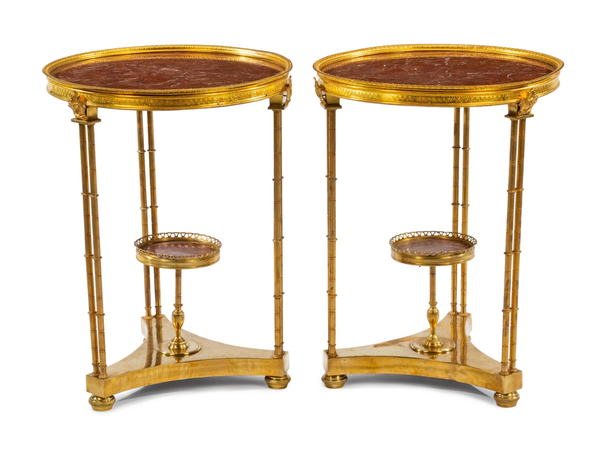 A Pair of Neoclassical Style Gilt Bronze Guéridons