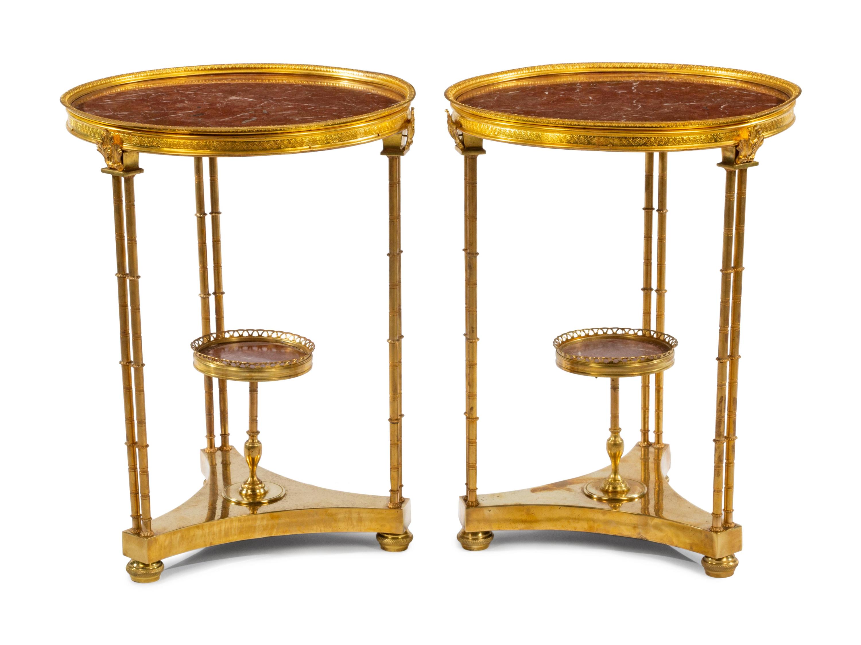 A Pair of Neoclassical Style Gilt Bronze Guéridons
