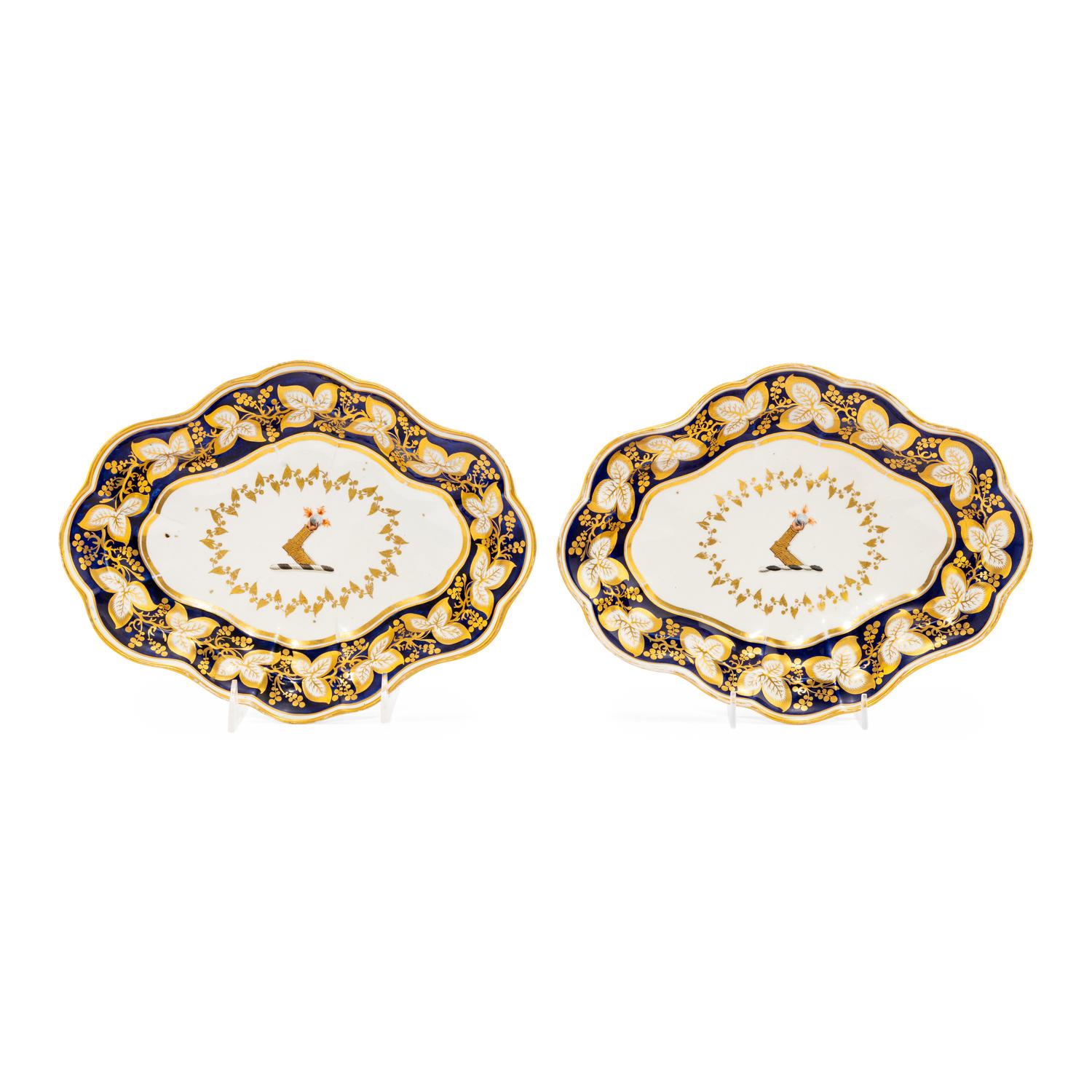 A Pair of Worcester Porcelain Armorial Serving Dishes
