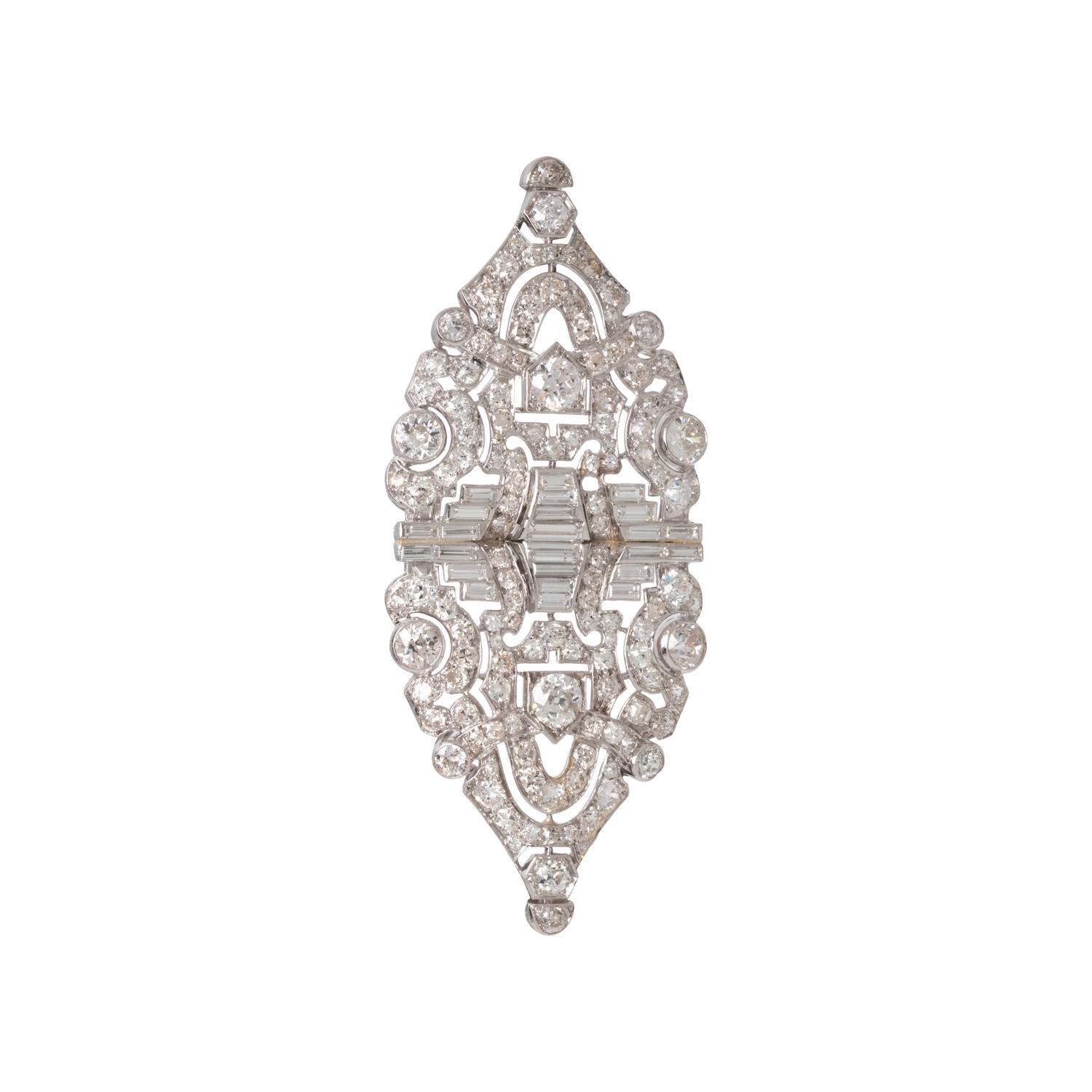 ART DECO, PLATINUM AND DIAMOND PENDANT