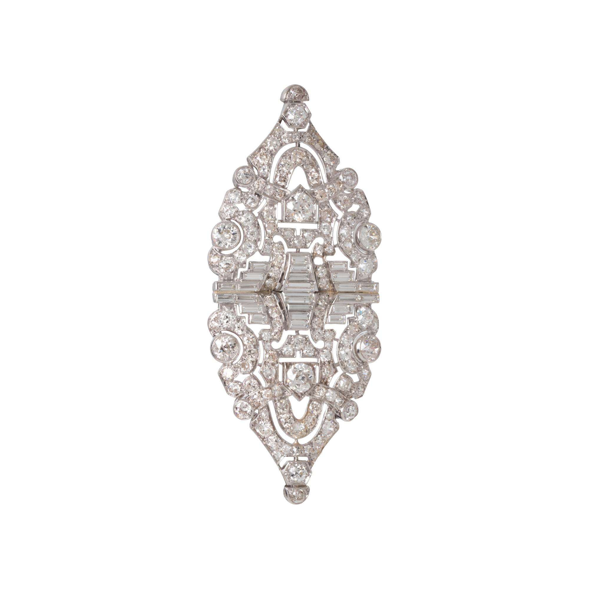 ART DECO, PLATINUM AND DIAMOND PENDANT