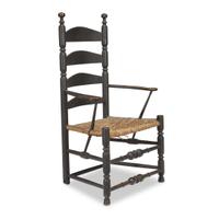 Black-painted slat-back rush seat armchair probably Connecticut, 18th century