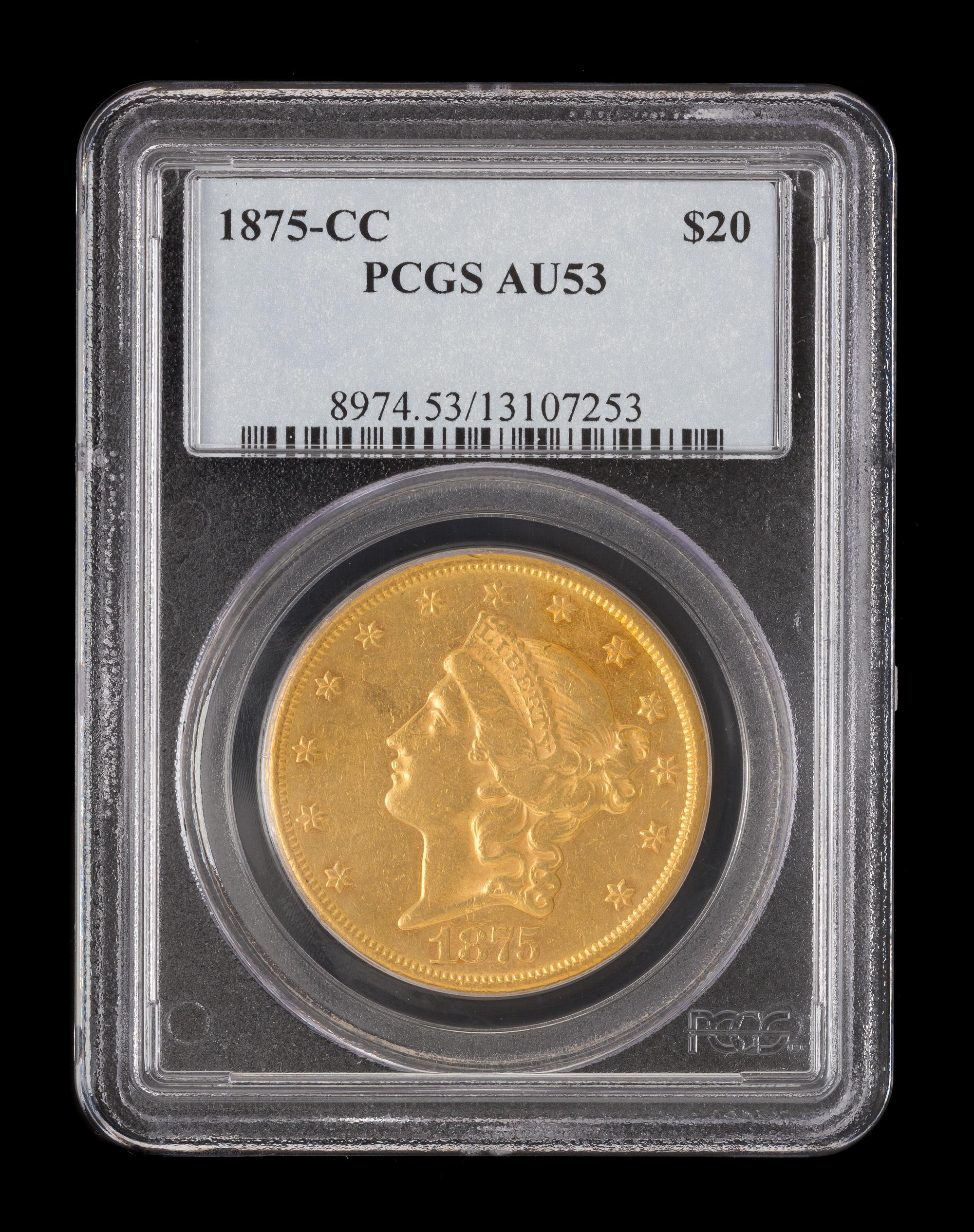 A United States 1875-CC Liberty Head $20 Gold Coin