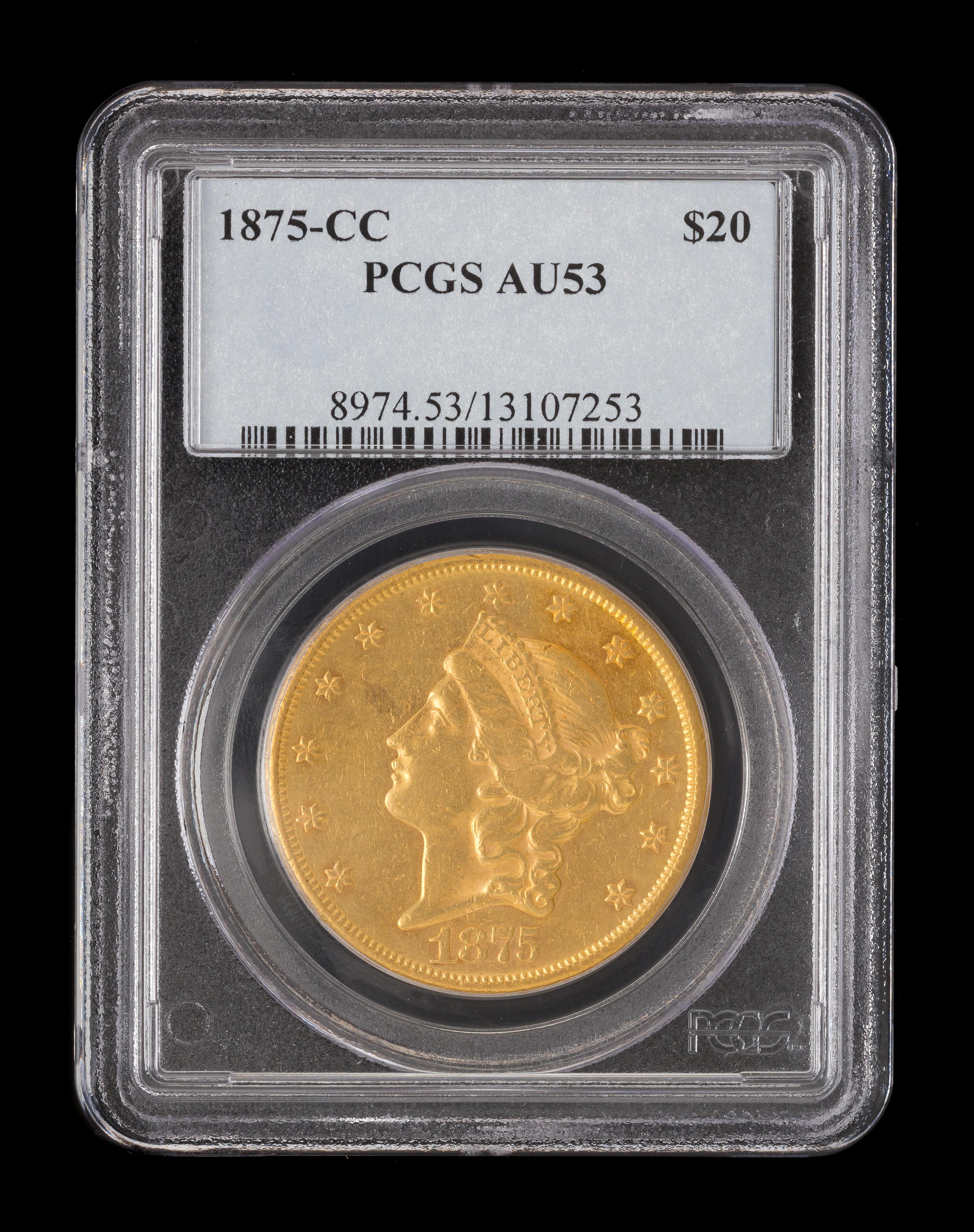 A United States 1875-CC Liberty Head $20 Gold Coin