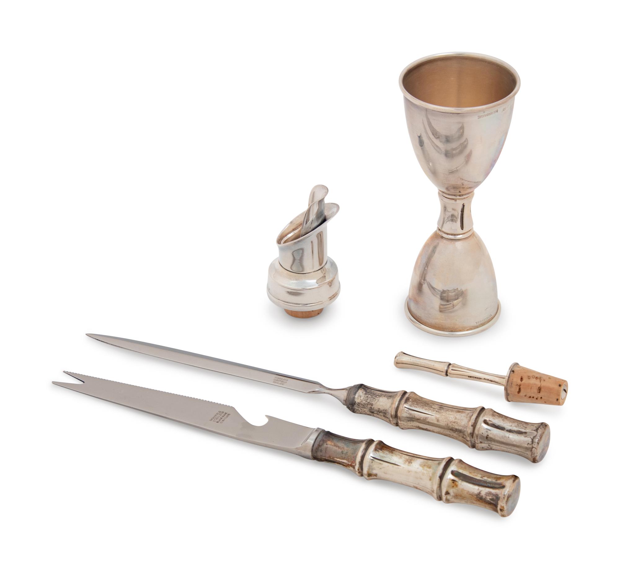 A Group of Four Tiffany & Co. Silver Bamboo Pattern Articles