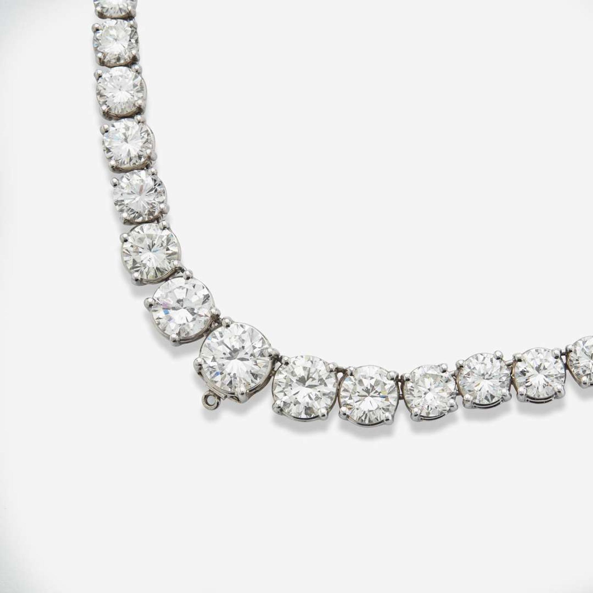 A Platinum and Diamond Rivière Necklace