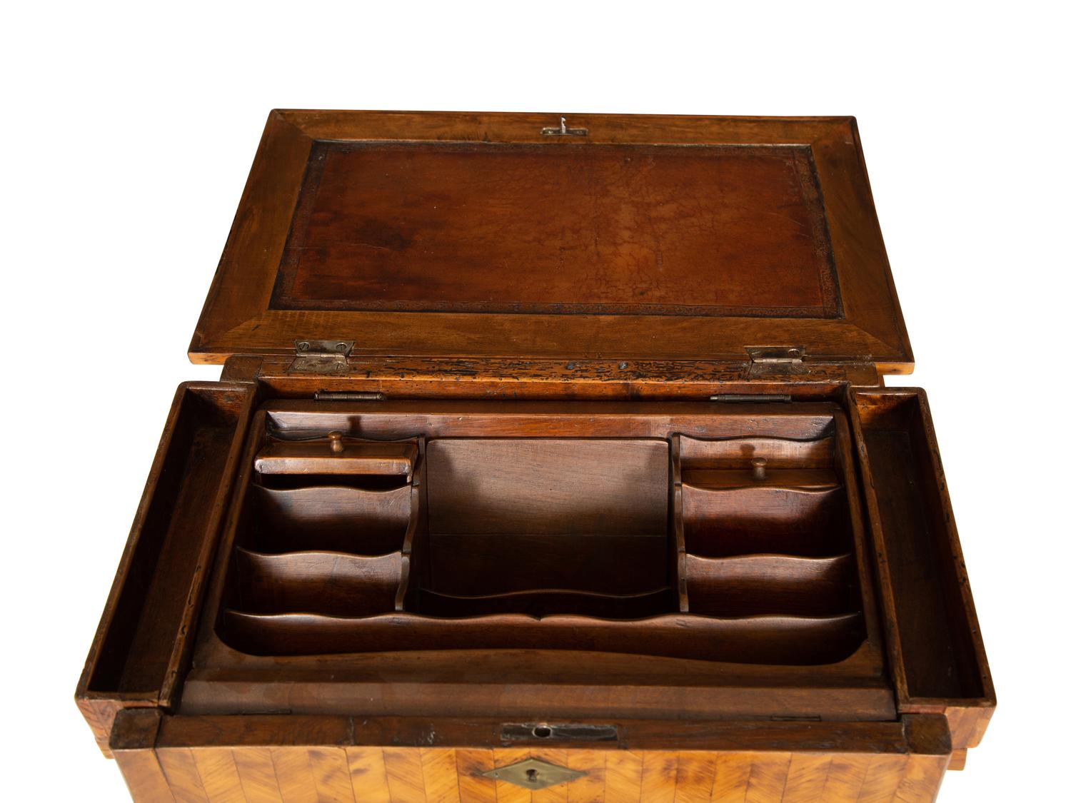A Louis XV Tulipwood Parquetry Bureau Capucin