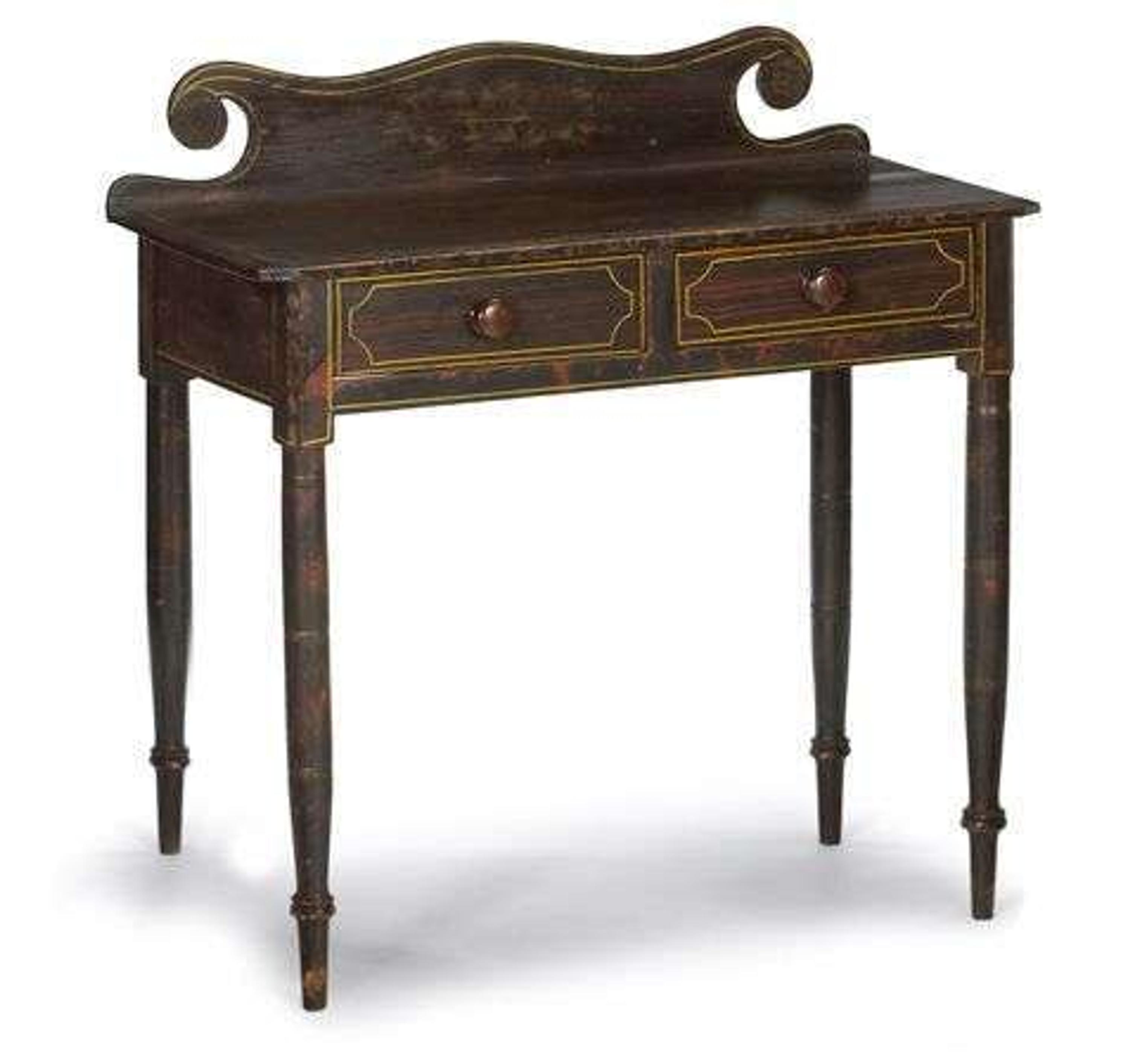 Grain painted and stenciled dressing table new england, circa 1825