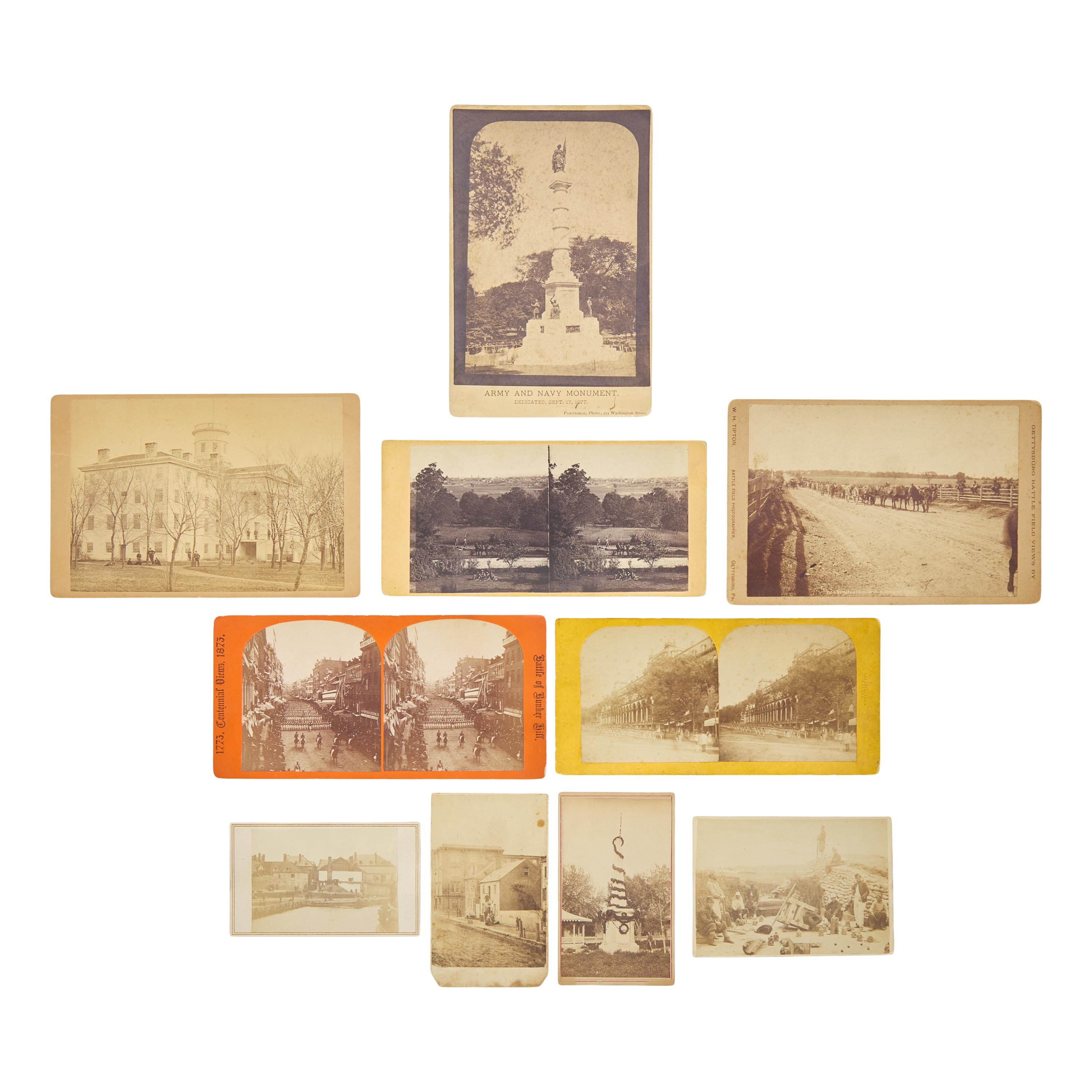 [Civil War] Group of 20-plus photos, including views of Charleston, Alexandria, Fortress Monroe, and Soldier's Monument in Santa Fe