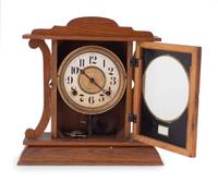 A Central Scientific Co. Scale, an Ingraham Eight-Day Movement Mantle Clock and Framed Salesmen Samples of Blue Grass Axes
