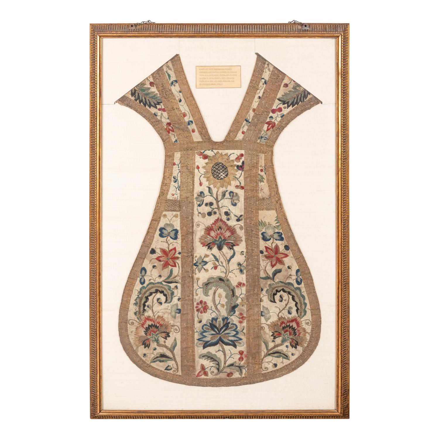 An English Silk and Metallic Thread Embroidered Chasuble