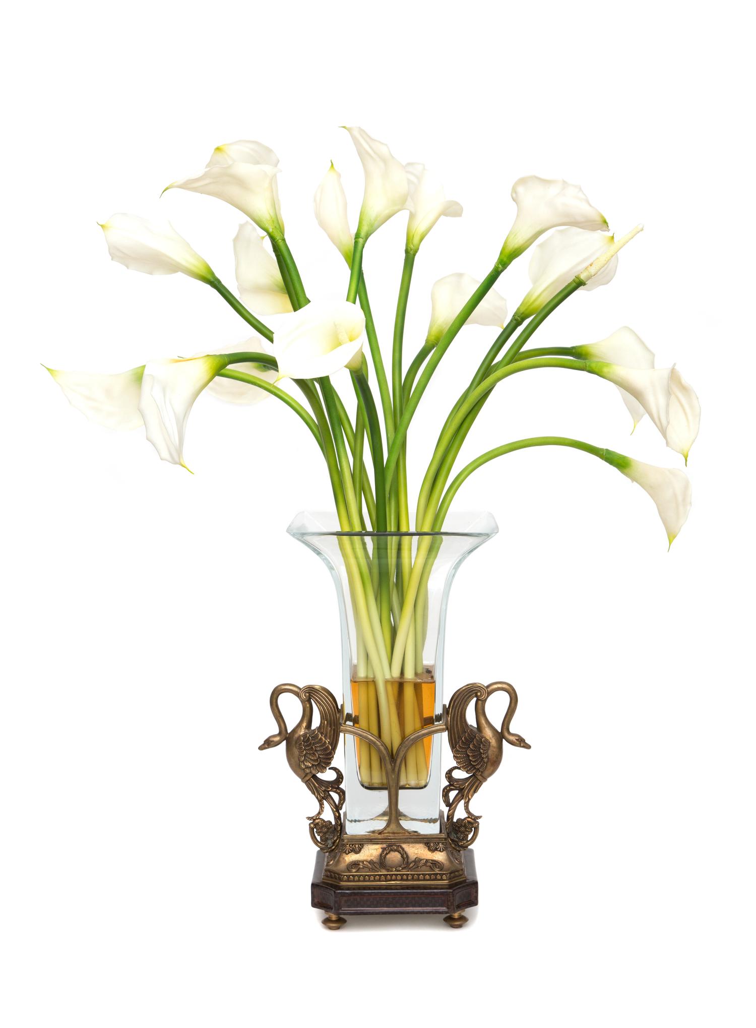 A Neoclassical Style Gilt Metal and Glass Vase Height 17 inches. — 20TH CENTURY