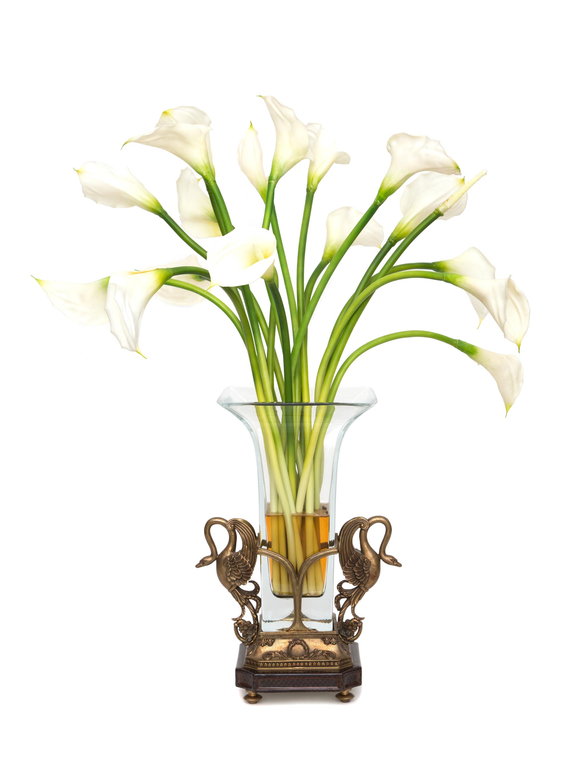 A Neoclassical Style Gilt Metal and Glass Vase Height 17 inches. — 20TH CENTURY
