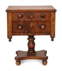 An American Classical Mahogany Veneered Miniature Sewing Stand