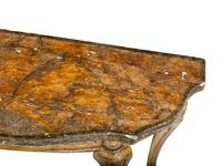 A Pair of Italian Gilt and Silvered Faux Marble-Top Console Tables