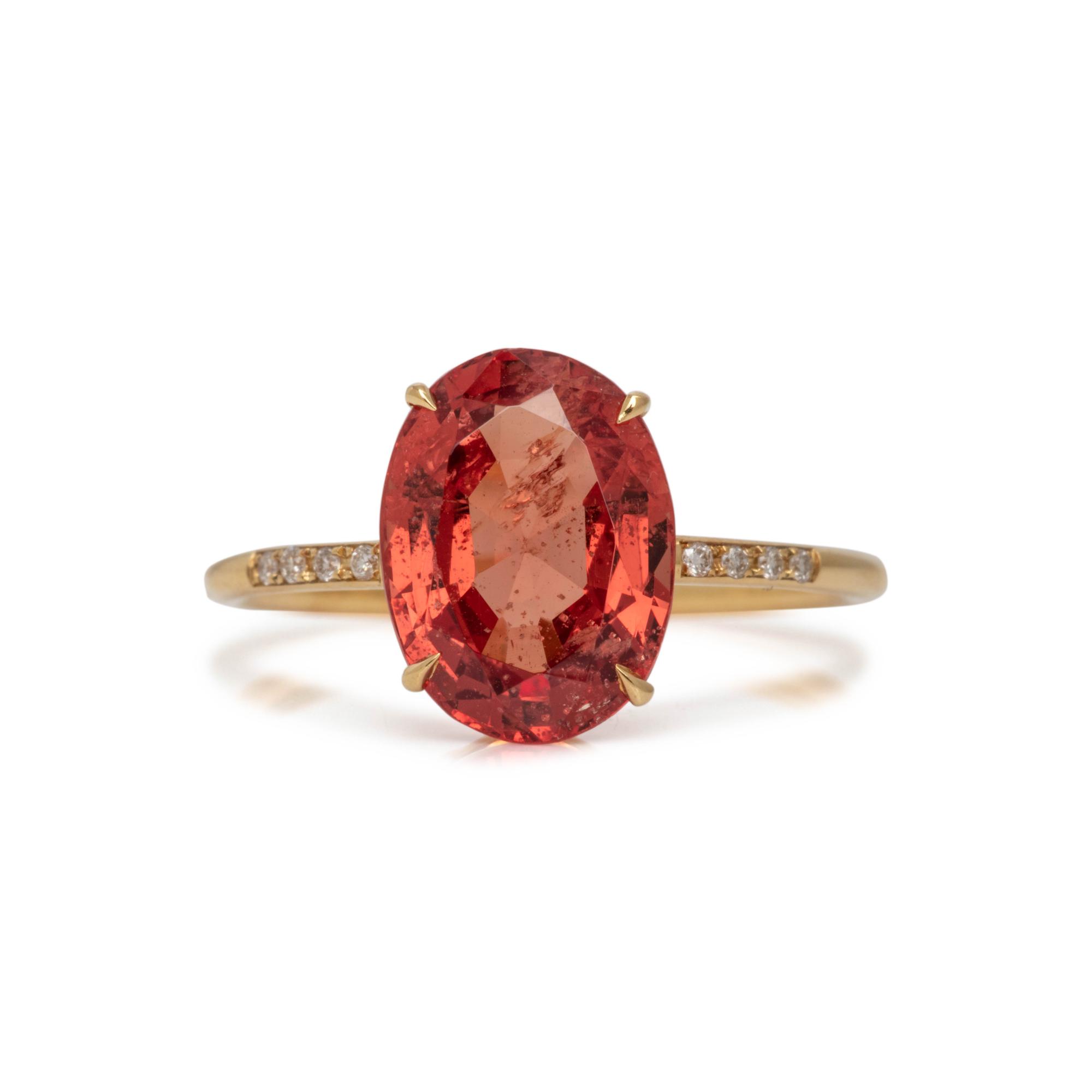 ORANGE SPINEL AND DIAMOND RING