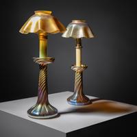 Candlestick lamps, two Tiffany Studios, USA