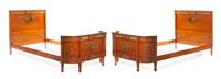 A Pair of Edwardian Satinwood Twin Beds, Length of headboard 40 1/2 inches.
