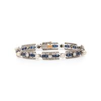 FRENCH, ANTIQUE, PLATINUM, CULTURED PEARL, DIAMOND, AND SAPPHIRE BRACELET