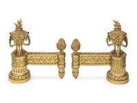 A Pair of Louis XVI Style Gilt-Bronze Chenets