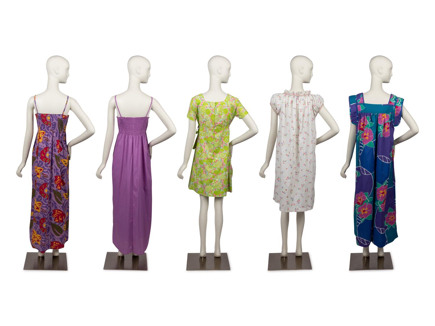 Five Floral Dresses by Oscar de la Renta, Bill Tice and Lilly Pulitzer, 1970-80s