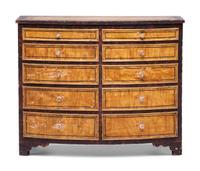 A Hepplewhite Bow Front Paint Decorated Miniature Chest