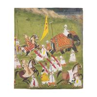 A Portrait Painting of a Royal Procession with Two Equestrian Princes, Rajasthan, Mewar, First Half of 18th Century