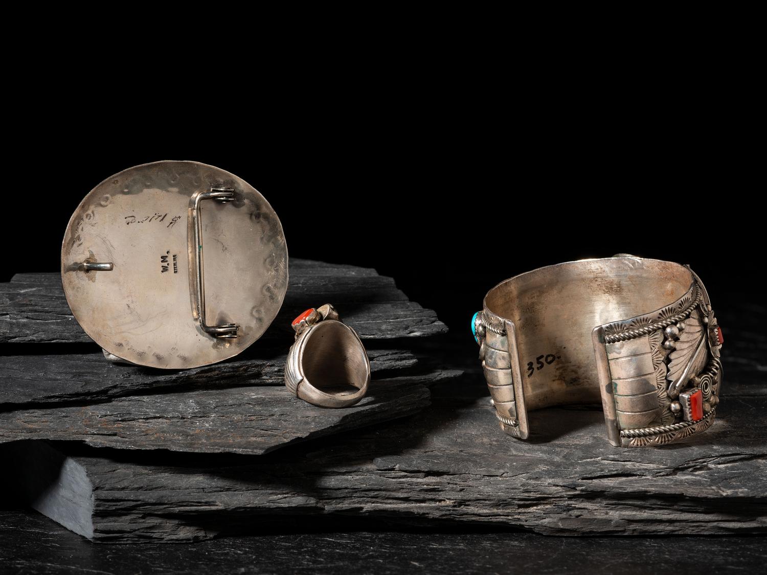 Navajo Silver Bear Themed Men's Jewelry