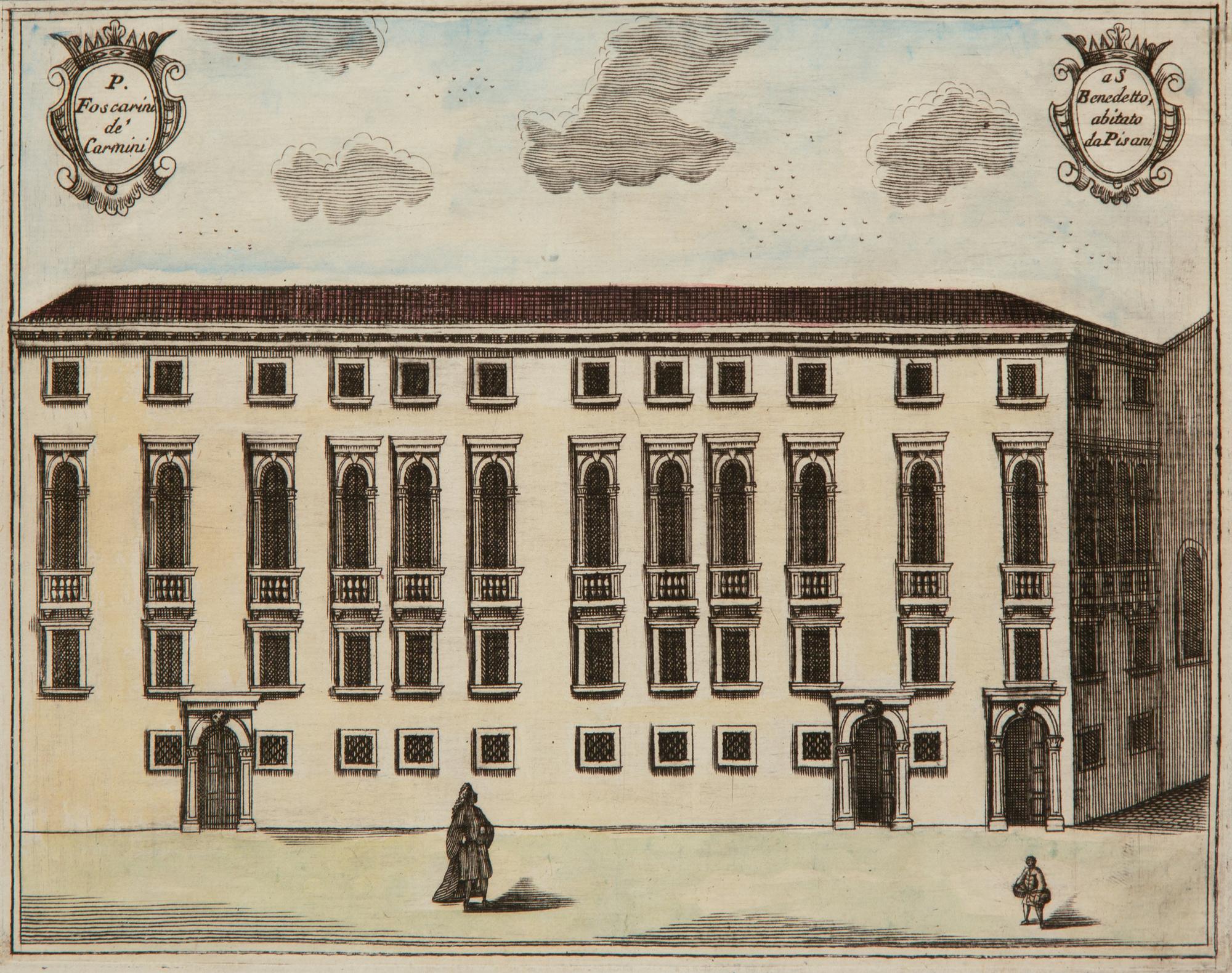 A Set of Nine Italian Hand-Colored Engravings Depicting Venetian Palaces