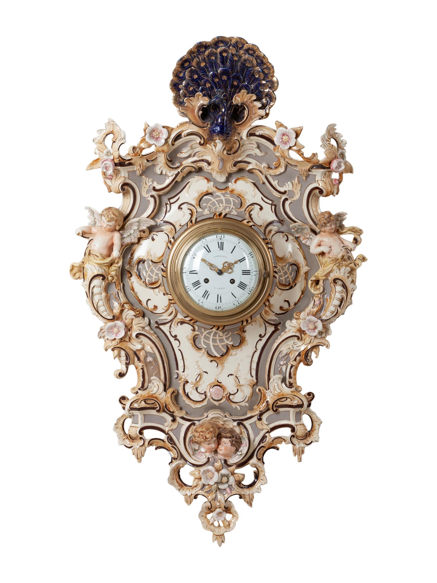 A Continental Majolica Wall Clock